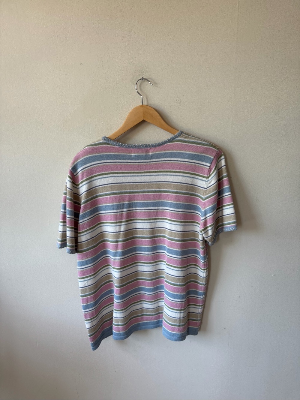 Vintage Alfred Dunner Striped Pastel Short Sleeve Knit Top - Picture 9 of 9